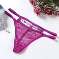 String sexy en dentelle rose pour femme avec perles à la taille et motifs floraux - Style Dentelle Perle (NK1799-1) / Violet