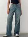 Lichtblauwe vintage damesjeans met hoge taille en wijde pijpen met een retro wassing - S / Vintage Blauw