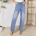 Damen Hellblaue High-Waist-Jeans im Straight-Leg-Stil mit lockerer Denim-Silhouette - S / Hellblau (TP1257)