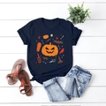 Dunkelblaues Damen-T-Shirt mit Rundhalsausschnitt und Halloween-Motiv Bad Blood - S / Marineblau