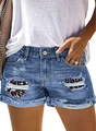 Pantalones cortos vaqueros azules para mujer con rotos y forro con estampado de leopardo - 3XL / Azul Claro 069