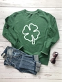 Sudadera verde de San Patricio con estampado de trébol y vaqueros azules informales - S / Verde (Texto Blanco)