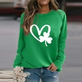 Sweat vert femme avec imprimé trèfle blanc pour la fête de la Saint-Patrick en plein air - S / Vert