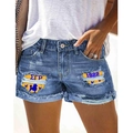 Short en jean destroy pour femme avec doublure imprimée Sigma Gamma Rho et jaune - 3XL / Style à Patch Bleu