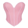 Rosafarbenes herzförmiges trägerloses Korsett mit Stützstäben und Satin-Finish - S / Rosa