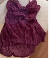 Deep purple leopard lace babydoll sleepwear set with mesh fabric and bow detail - S / Top And Bottom / Purple