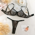 Flachbild-Leopardenmuster-Mesh-Dessous-Set mit Spitzenbesatz und eleganten Requisiten - S / Leopardenmuster