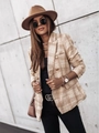 Detail of plaid tweed blazer with classic buttons and textured fabric weave - 3XL / Khaki