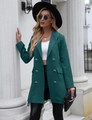 Detail van donkergroene halflange blazer met zilveren knopen en zwarte kanten zoom - S / Donkergroen