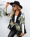 Detail of baroque print blazer with gold crests, stripes and metallic double-breasted buttons - S / Baroque Print (101738)