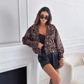 Damen Kurzblazer mit Leopardenmuster, langen Ärmeln und Reverskragen für modische Looks - S / Dunkles Zebra-Muster