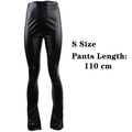 Pantalones ajustados de cuero PU mate negro acampanados con talle alto y cremallera lateral - S / Negro