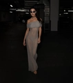 Slim fit grey off-the-shoulder sheer mesh maxi dress with elegant folded neckline detail - S / Light Gray