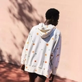 White floral hooded sweatshirt for women featuring a loose fit and colorful flower prints - S / White