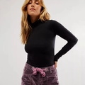 Body ajustado negro de cuello alto con manga larga y espalda abierta con lazo - S / Negro