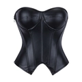 Women's black PU leather corset top with underwire cups and side zipper closure - XS / Black