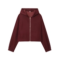 Makroaufnahme der burgunderroten Kapuzenjacke mit Metallreißverschluss und elastischen Bündchen - XS / Weinrot Oberteil