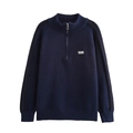 Pull en maille bleu marine pour homme avec demi-zip et broderie 1990 sur la poitrine - S / Bleu marine