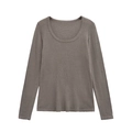 Damen Strickpullover mit Rundhalsausschnitt in Braungrau und feinen Rippbündchen am Saum - XS / Kaffeegrau