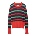 Maglione in maglia a righe colorate da donna con vestibilità ampia e girocollo classico - S / Come mostrato