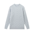 Dames trui in lichtblauw met kabelpatroon en ruitmotieven voor een comfortabele look - S / Blauw