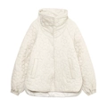 Winterliche cremeweiße Steppjacke für Damen mit Blumenstickerei und modischem Stehkragen - S / Gebrochenes Weiß