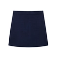 Flat lay of a navy blue A-line knit skirt with a clean waistline and structured fabric - XS / Skirts