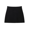 Minimalist black knitted A-line mini skirt with a dense texture on a white background - Mini Skirt