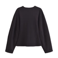 Détail d'un sweat-shirt noir minimaliste avec une texture de tissu de haute qualité - S / Hauts / Noir