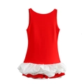 Abito corto rosso senza maniche alla moda con vita sfiancata e orlo a balze bianche - XS / Rosso Bianco