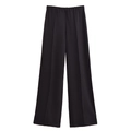 Détail du pantalon large noir avec taille haute élastique et pli central marqué - S / Pantalons / Noir