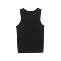 Women's minimalist black sleeveless tank top with wide straps and scoop neckline - S / Black