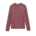 Minimalistischer, altrosa Langarm-Strickpullover für Damen mit Rundhalsausschnitt - XS / Karminrot