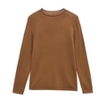 Damen Strickoberteil in Braun mit Rundhalsausschnitt und langen Ärmeln im Slim-Fit - XS / Braun
