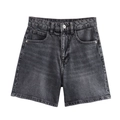 Pantalones cortos vaqueros negros lavados de talle alto para mujer con ajuste holgado - XS / Gris