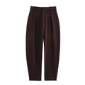 Dunkelbraune Business-Hose mit hoher Taille und Faltenwurf in eleganter Passform - Hose