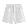 Pantalones cortos vaqueros blancos de talle alto con ajuste holgado y bolsillos clásicos - XS / Blanco