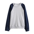 Women's two-piece set featuring a grey raglan sleeve sweatshirt with denim contrast - Tops