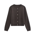 Cardigan in maglia marrone scuro slim fit con scollo rotondo e bottoni su sfondo bianco - XS / Marrone Scuro