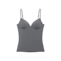 Dark grey fashion camisole for women with built-in padded cups and adjustable thin straps - S / Gray