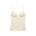 Elegant beige camisole with built-in bra pads and adjustable slim straps for women - S / White