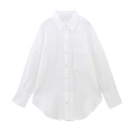 Camicia classica in lino bianco a maniche lunghe con taschino frontale vestibilità ampia - XS / Bianco