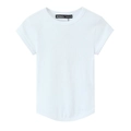 Wit T-shirt met korte mouwen van ribgebreide stof met ronde hals en ronde zoomlijn - S / Wit