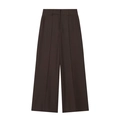 Minimalist high-waisted wide-leg trousers in dark brown finish with pleated details - XS / Coffee