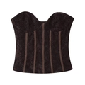 Schwarzes Spitzen-Korsett-Top mit Blumenmuster und Fischgräten-Struktur für Damen - S / Braun