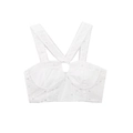 White eyelet embroidery corset top with crossover straps and teardrop cutout - XS / Tops