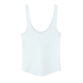 Slim fit white cotton ribbed tank top with wide straps and high-quality vertical texture - S / White