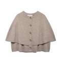 Lockere hellbraune Strick-Cape-Strickjacke mit zweilagiger Front und dunklen Knöpfen - S / Khaki