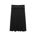 Elegante gonna midi nera con ampia fascia in pizzo floreale e tessuto liscio di alta qualità - XS / Nero