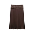 Gonna midi minimalista marrone scuro con cintura in pizzo e finitura in raso - XS / Marrone